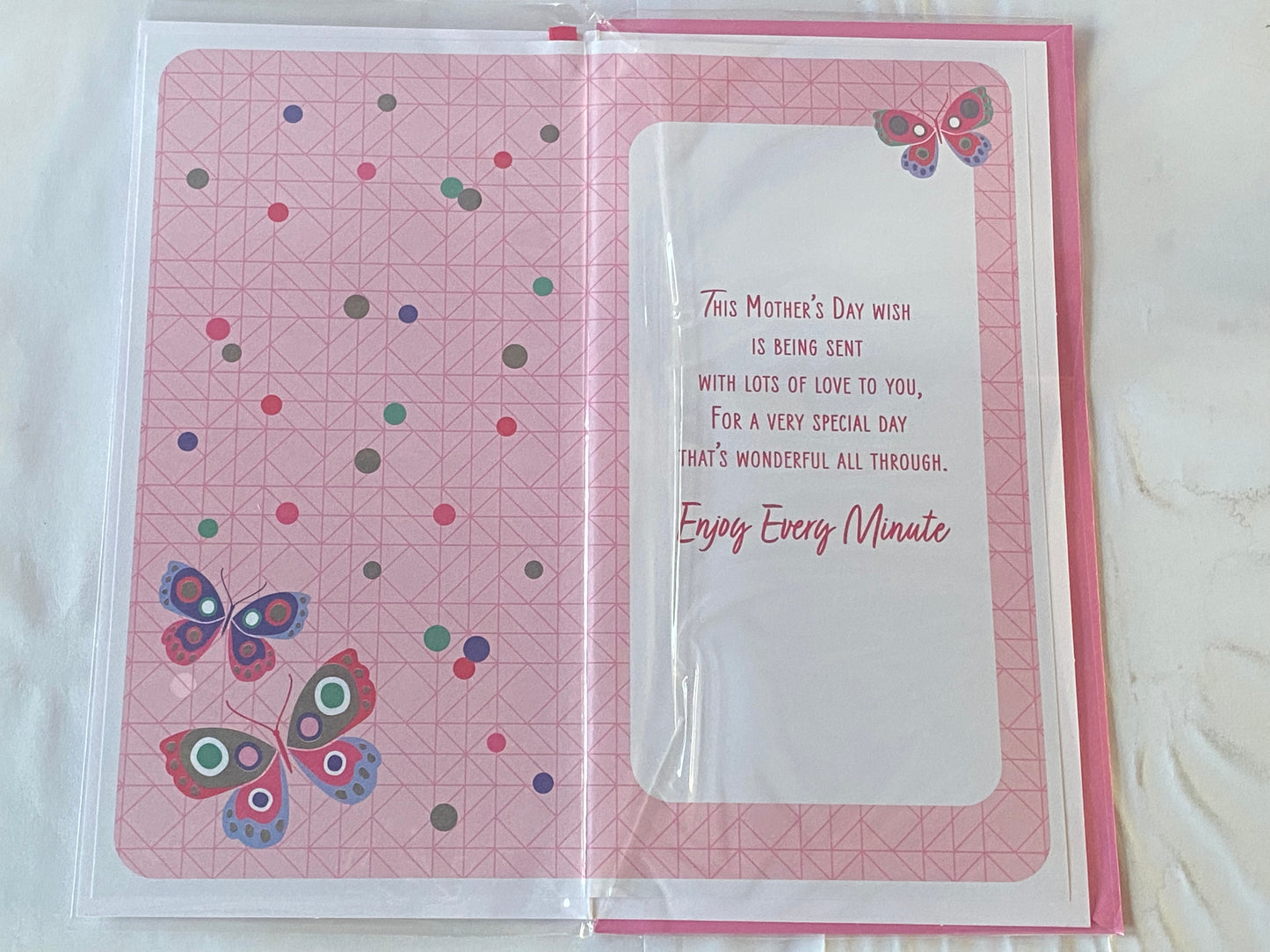 Happy Mother's Day To You Godmother Wishing You A Beautiful Day! Mother's Day Mothers Day Card Pink-Multi Butterflies/Words Ribbon/Foil Detail(PRELUDE49800)