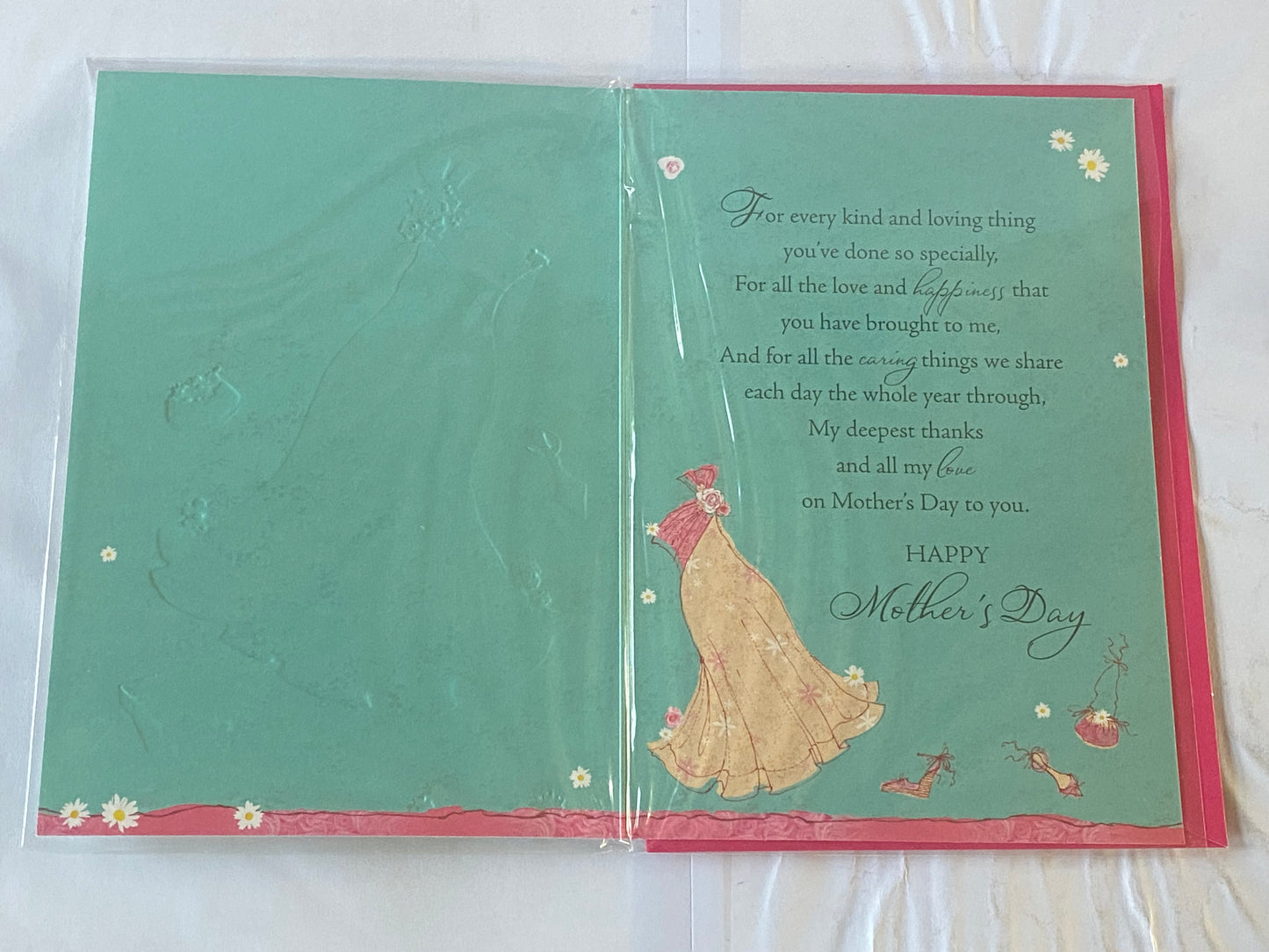 For My Lovely Wife On Mother's Day Mothers Day Card Pink/Turquoise Dress(HSM310A)