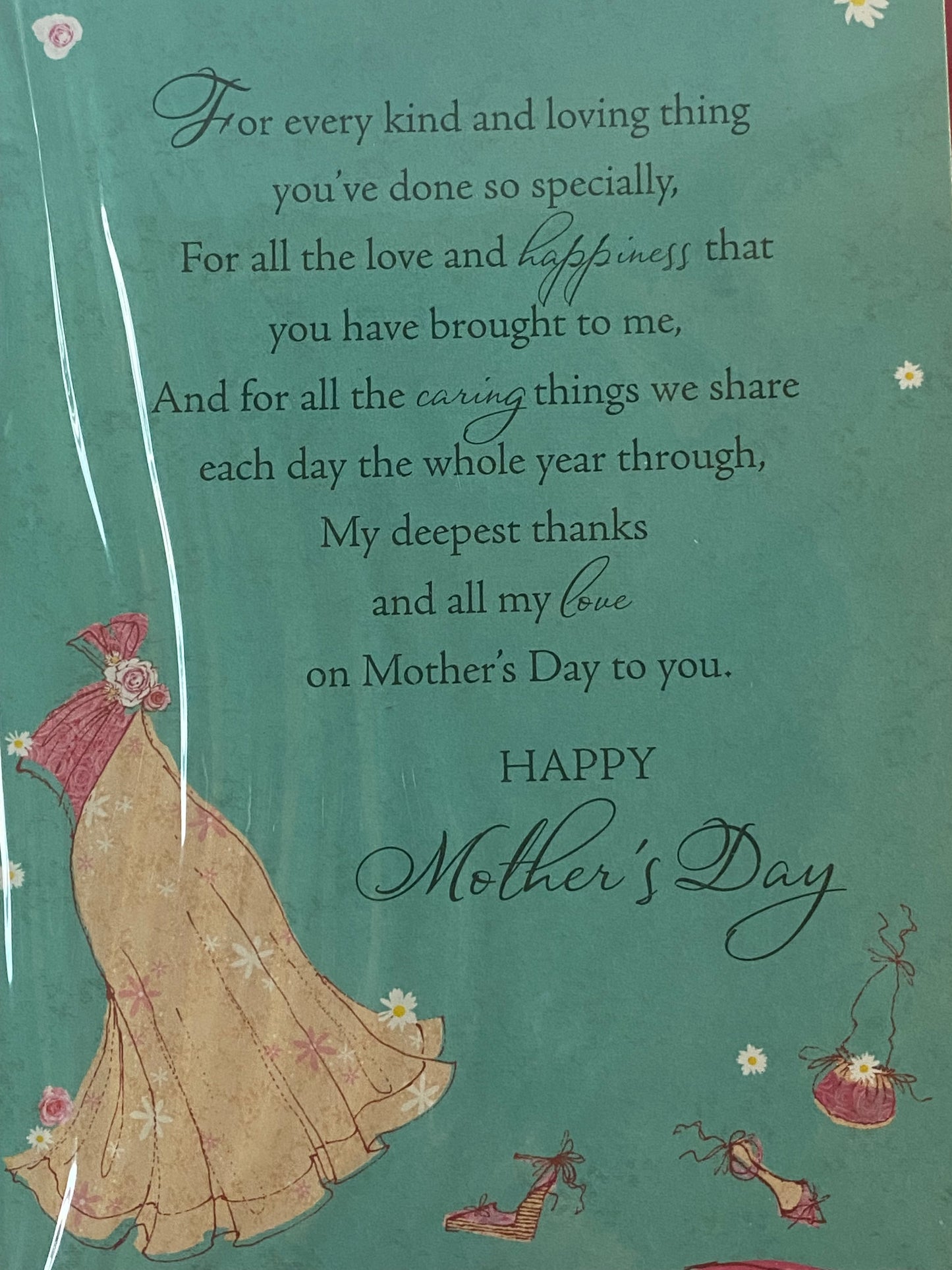 For My Lovely Wife On Mother's Day Mothers Day Card Pink/Turquoise Dress(HSM310A)