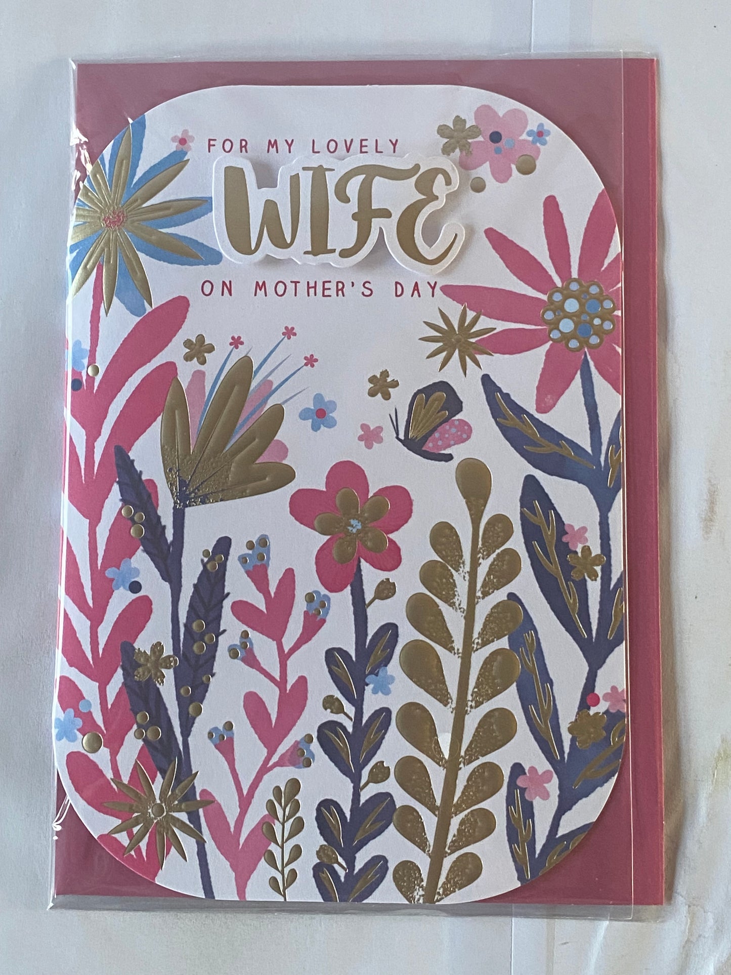 For My Lovely Wife On Mother's Day Mothers Day Card Multi/Gold Flowers 3D/Foil Detail(PRELUDE47672)