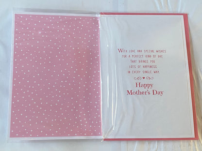 To A Special Auntie With Love Happy Mother's Day Mothers Day Card Pink-Teddy/Multi Sign 3D/Glitter/Foil Detail(PRELUDE44027)