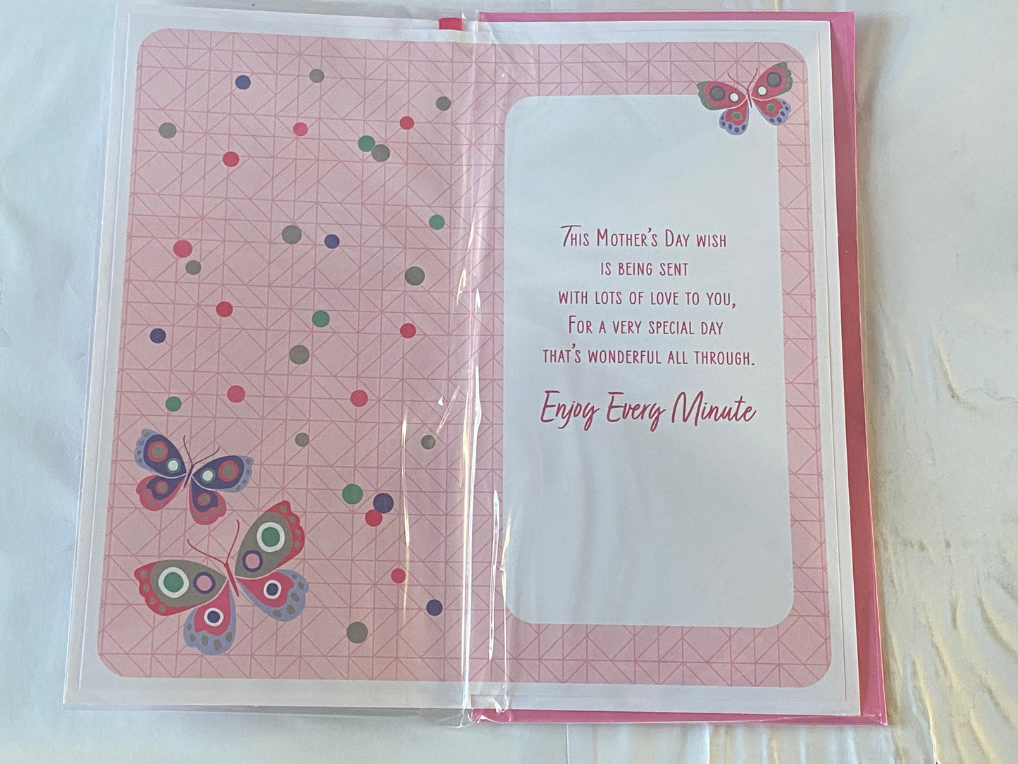 Happy Mother's Day To You Auntie Wishing You A Beautiful Day! Mother's Day Mothers Day Card Pink-Multi Butterflies/Words Ribbon/Foil Detail(PRELUDE49800)