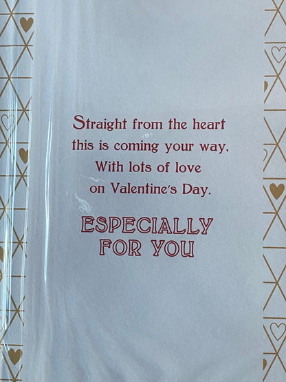 With Love Grandson Valentine's Day Valentines Day Card Red-Teddy/Gold Words/Hearts Foil/Hearts 3D/Foil Detail(PRELUDE45314)