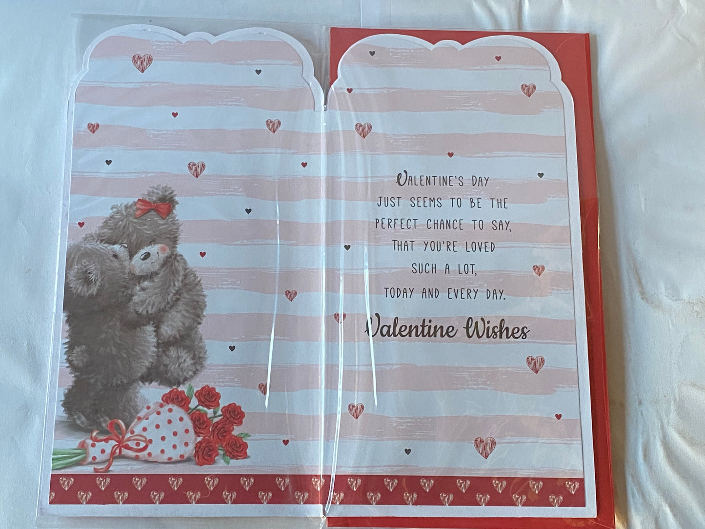 To A Very Special Mum With Love This Come With Valentine Wishes Especially For You Valentine's Valentines Day Card Teddies Hugging/Pink+White Stripes 3D/Foil Detail(PRELUDE43037)