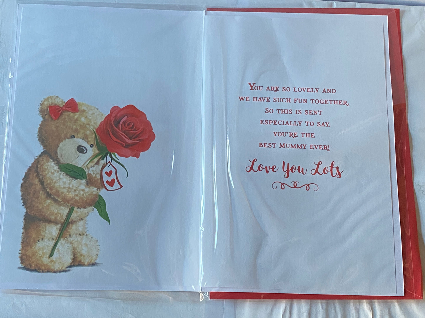 For An Amazing Mummy Happy Valentine's Day Valentines Day Card Teddy/Red Rose/Red Glitter Heart Foil/Heart 3D/Glitter/Foil Detail(PRELUDE47557)