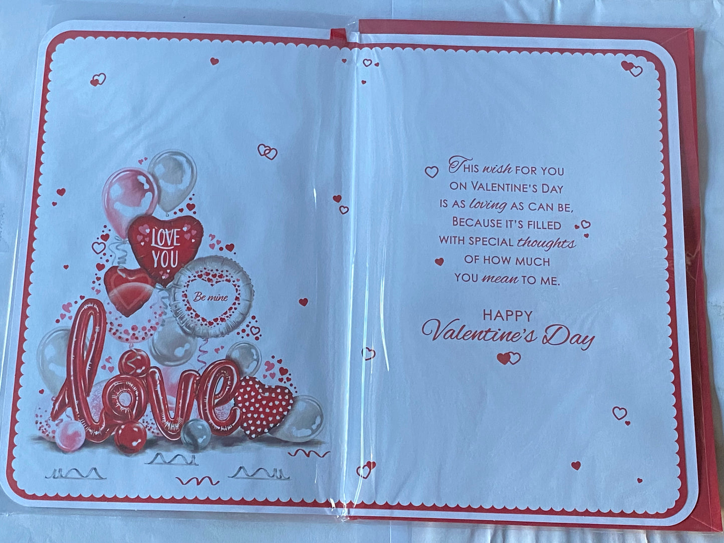 Happy Valentine's Day To My Wonderful Husband Love Valentines Day Card Balloons/Hearts Ribbon/Foil Detail(PRELUDE48627)