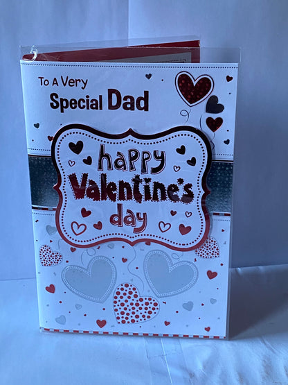 To A Very Special Dad Happy Valentine's Day Valentines Day Card Silver/Red Hearts/Red Words 3D/Foil Detail(PRELUDE38565)