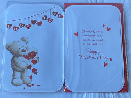 With Love Son Happy Valentine's Day Valentines Day Card Teddies/Hearts/Envelope 3D/Glitter/Foil Detail(PRELUDE45320)