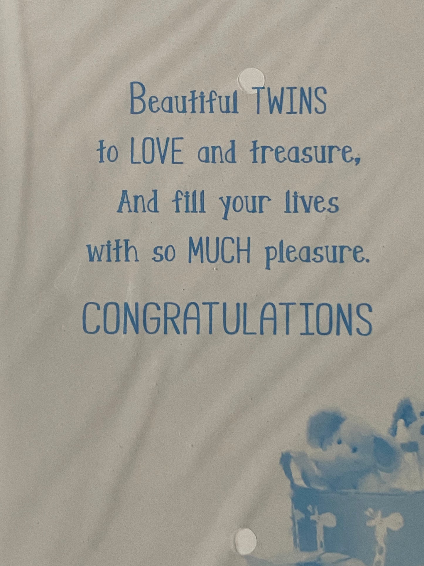 Congratulations On The Arrival Of Your Precious Twins New Baby Boy Twin Boys Born Birth Card White/Blue/Silver Moses Basket/Teddy/Toys/Words Glitter/Foil Detail(PH42353E)