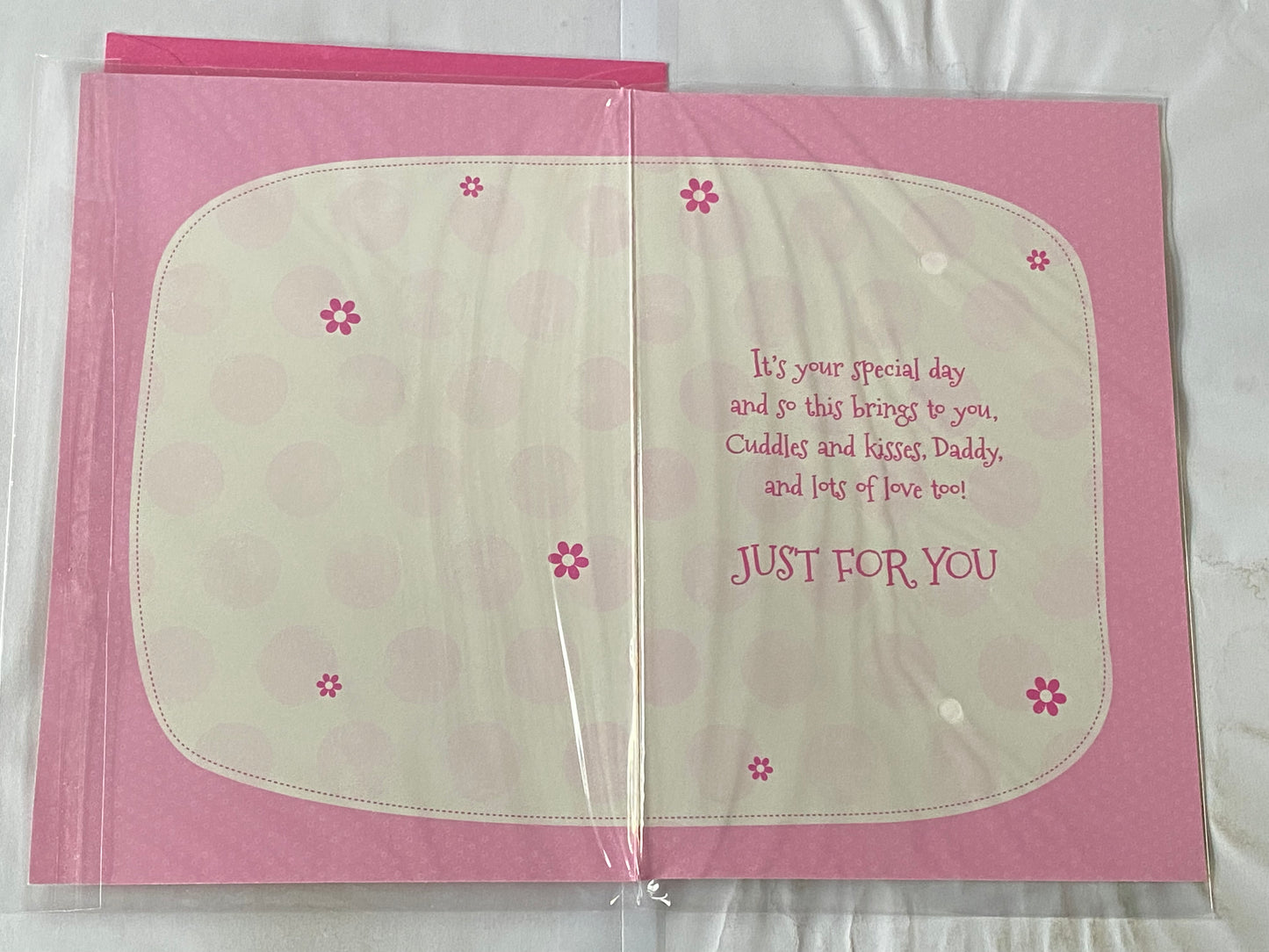 To A Fantastic Daddy From Your Little Girl Happy Birthday Card Pink Fairy Teddy Glitter/Foil Detail(PH42343A)