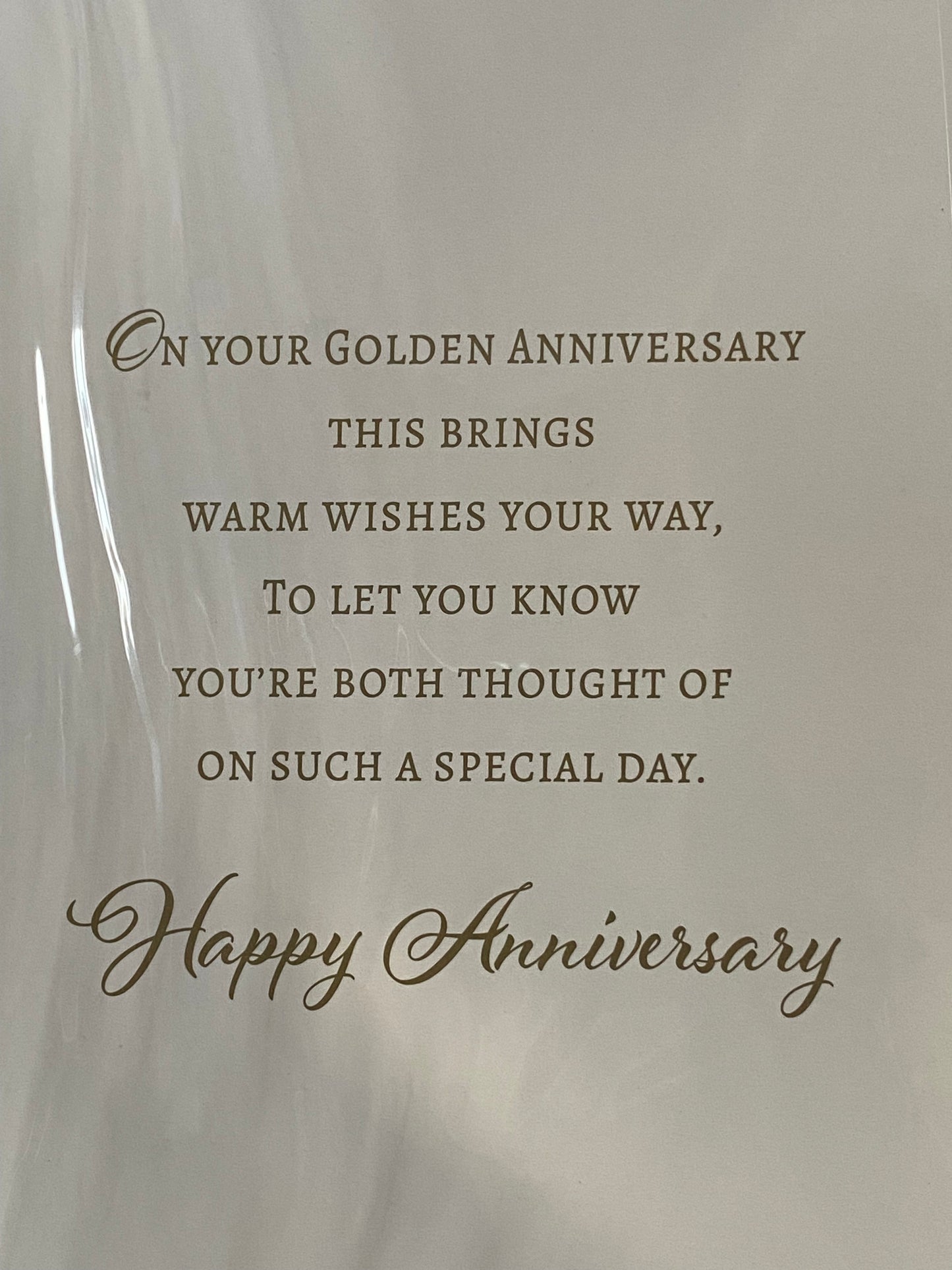 Special Wishes On Your Golden Anniversary 50th Wedding Anniversary Card Pink Champagne Bottle/Flutes/Roses/Presents Foil Detail(NC-VA287A)