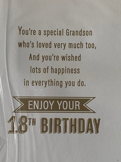 18 Today Grandson Happy Birthday Card Age 18 18th Eighteen Eighteenth Gold Trophy 3D/Foil Detail(PRELUDE49637)