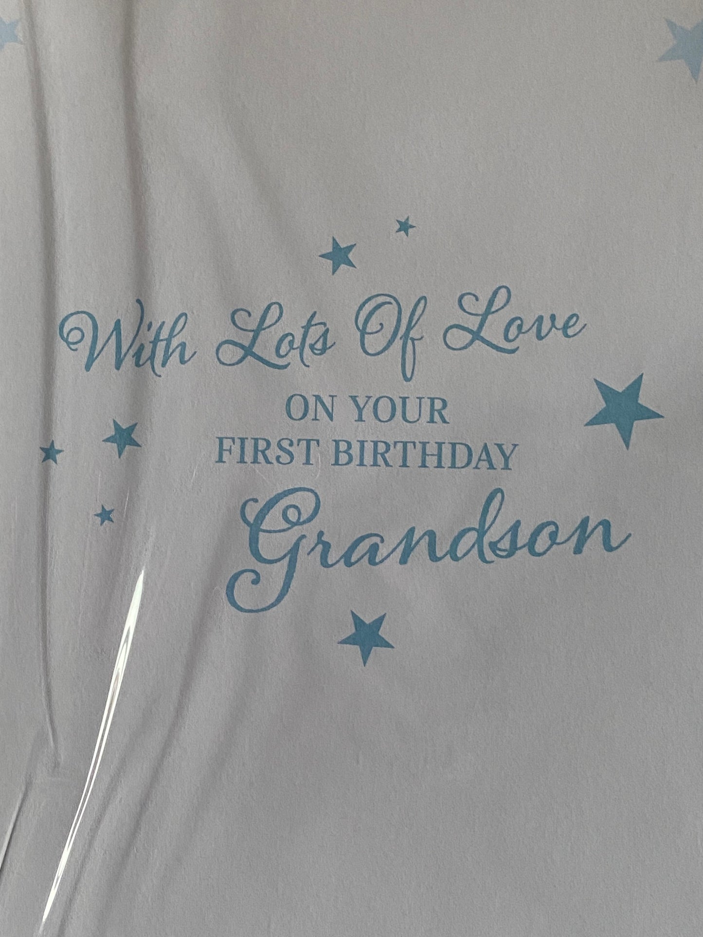 Happy 1st Birthday Grandson Birthday Card Grandson's First 1st Age 1 One Birthday Moon/Cloud/Balloons/Blue Words 3D/Foil Detail(PRELUDE49761)