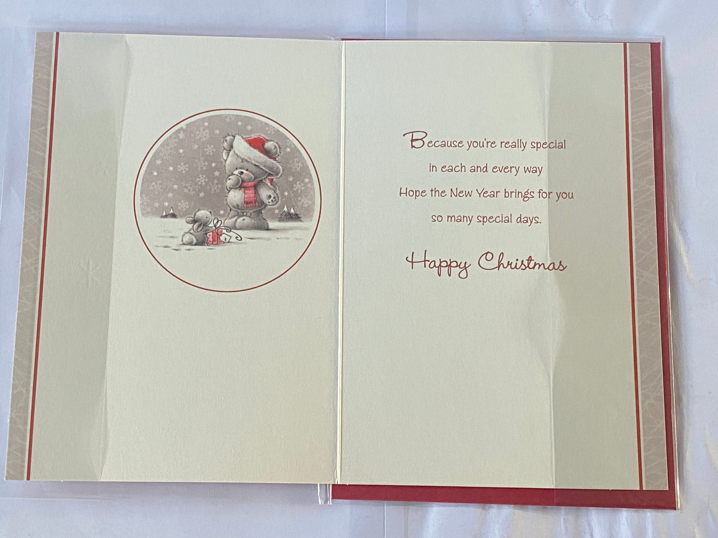 To A Very Special Nan At Christmas Card Red-Grey Teddy/Rabbit(SSX38B)