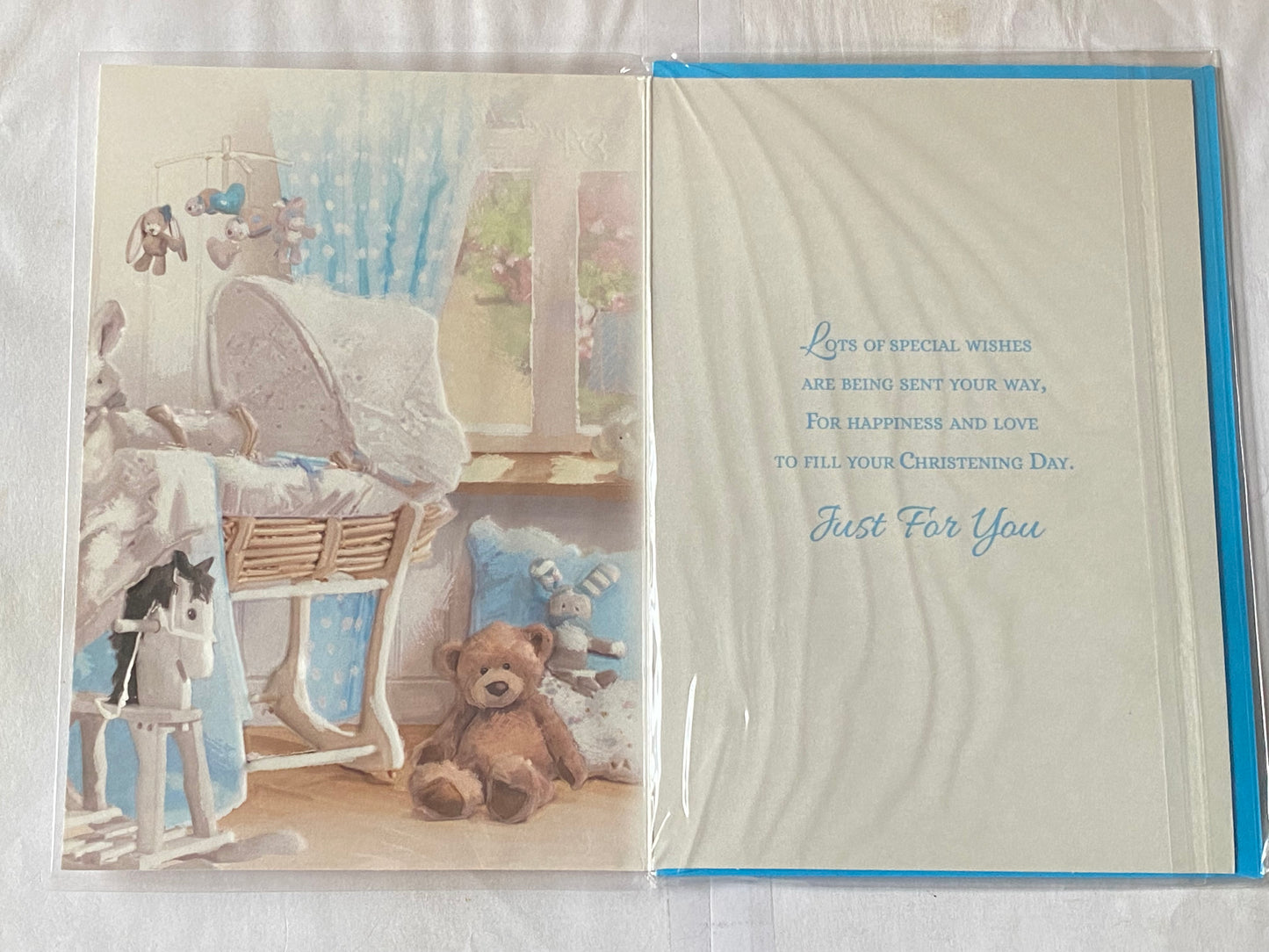 Especially For You On Your Christening Day Godson Christening Card Godson's Christening Day Card White Crib/Teddy Foil Detail(VA103E)