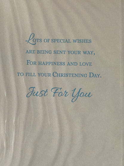 Especially For You On Your Christening Day Godson Christening Card Godson's Christening Day Card White Crib/Teddy Foil Detail(VA103E)