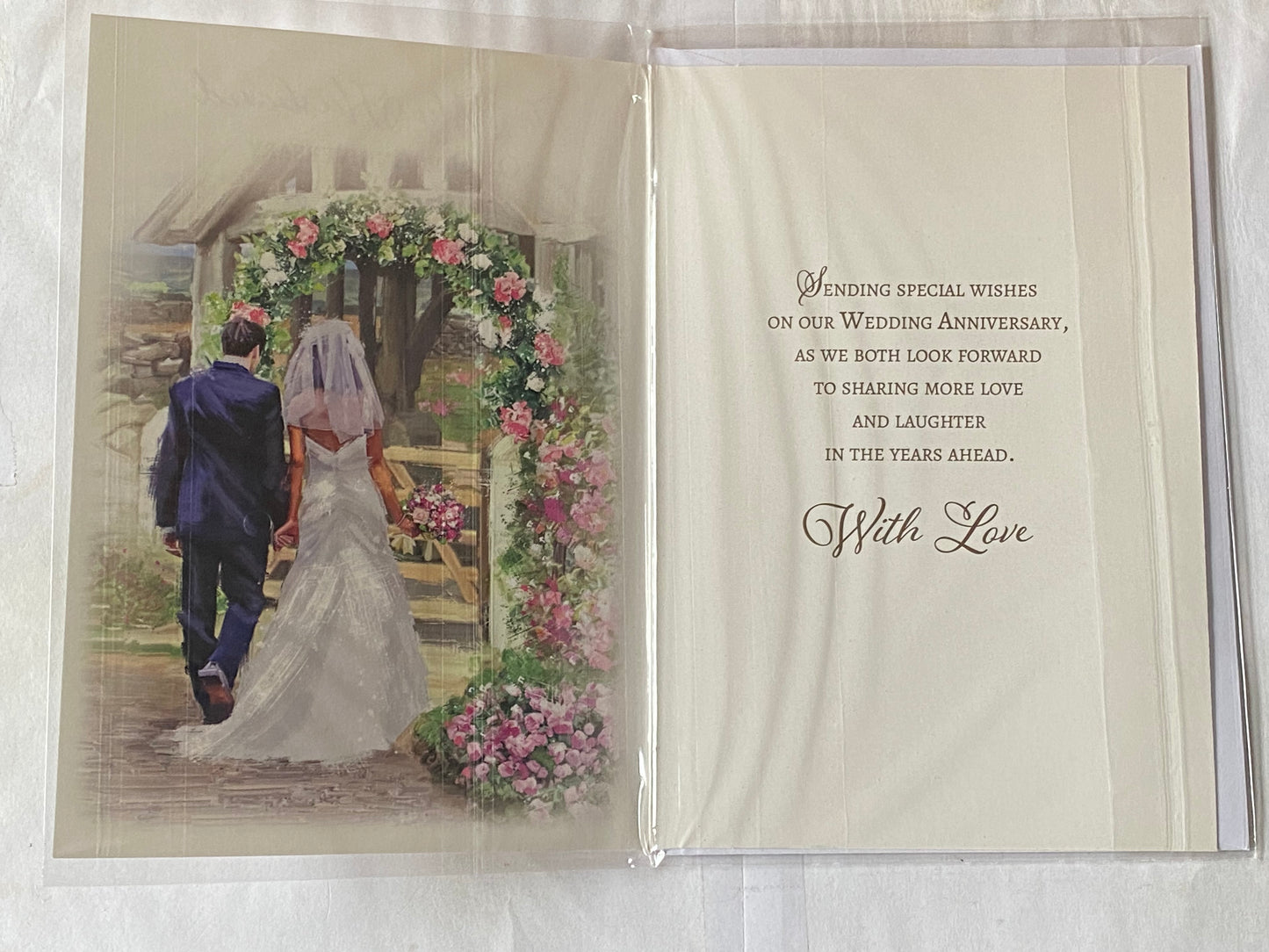 To My Husband On Our Anniversary Wedding Anniversary Card Bride+Groom/Floral Archway/Gate Glitter/Foil Detail(NC-VA218A)