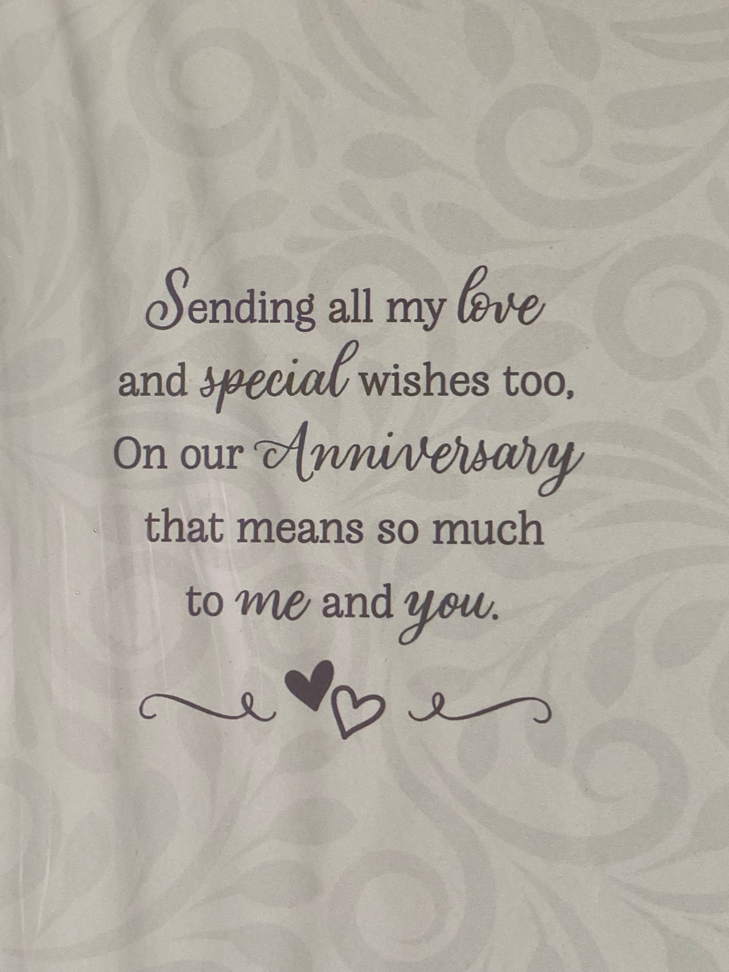 On Our Anniversary With Love Wedding Anniversary Card Husband Wife White/Silver Hearts/Words Foil Detail(PH49495E)