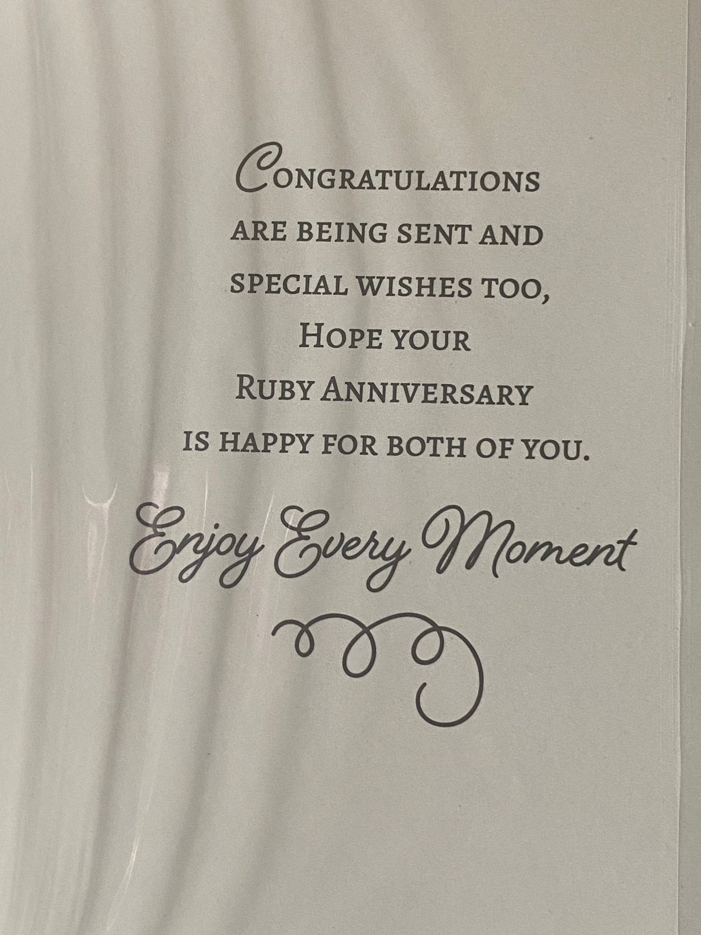 To A Special Couple On Your Ruby Anniversary 40th Wedding Anniversary Card Champagne/Flutes/Ice Bucket/Flowers Foil Detail(NC-VA246A)