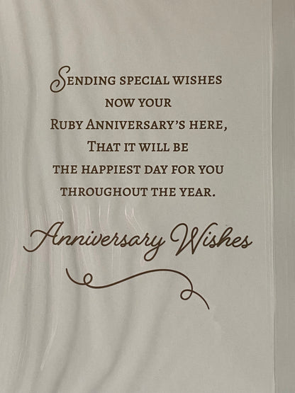 Congratulations On Your Ruby Anniversary 40th Wedding Anniversary Card Champagne/Flutes/Flowers Foil Detail(NC-VA246E)