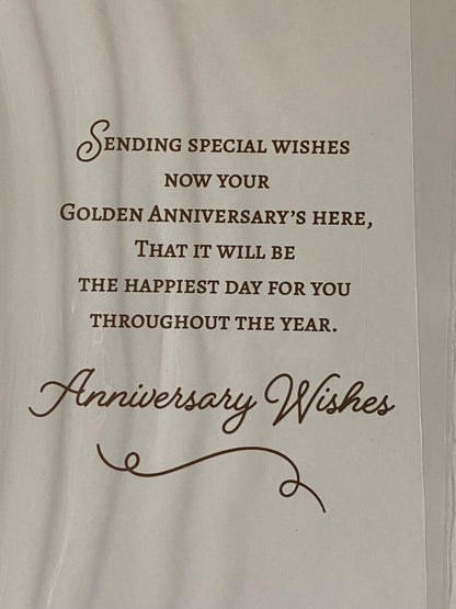 Congratulations On Your Golden Anniversary 50th Wedding Anniversary Card Champagne/Flutes/Flowers Foil Detail(NC-VA246E)