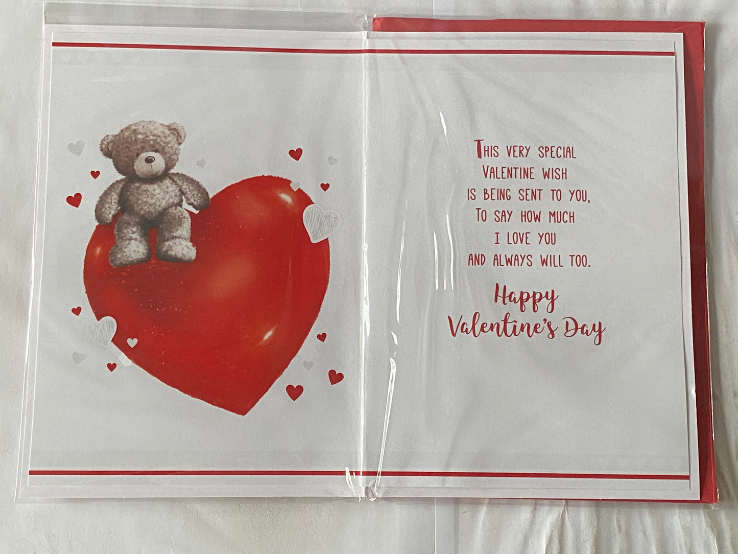 To My Amazing Fiance With Love On Valentine's Day Valentines Day Card Teddy Sat On Large Red Heart 3D/Foil Detail(PRELUDE47548)