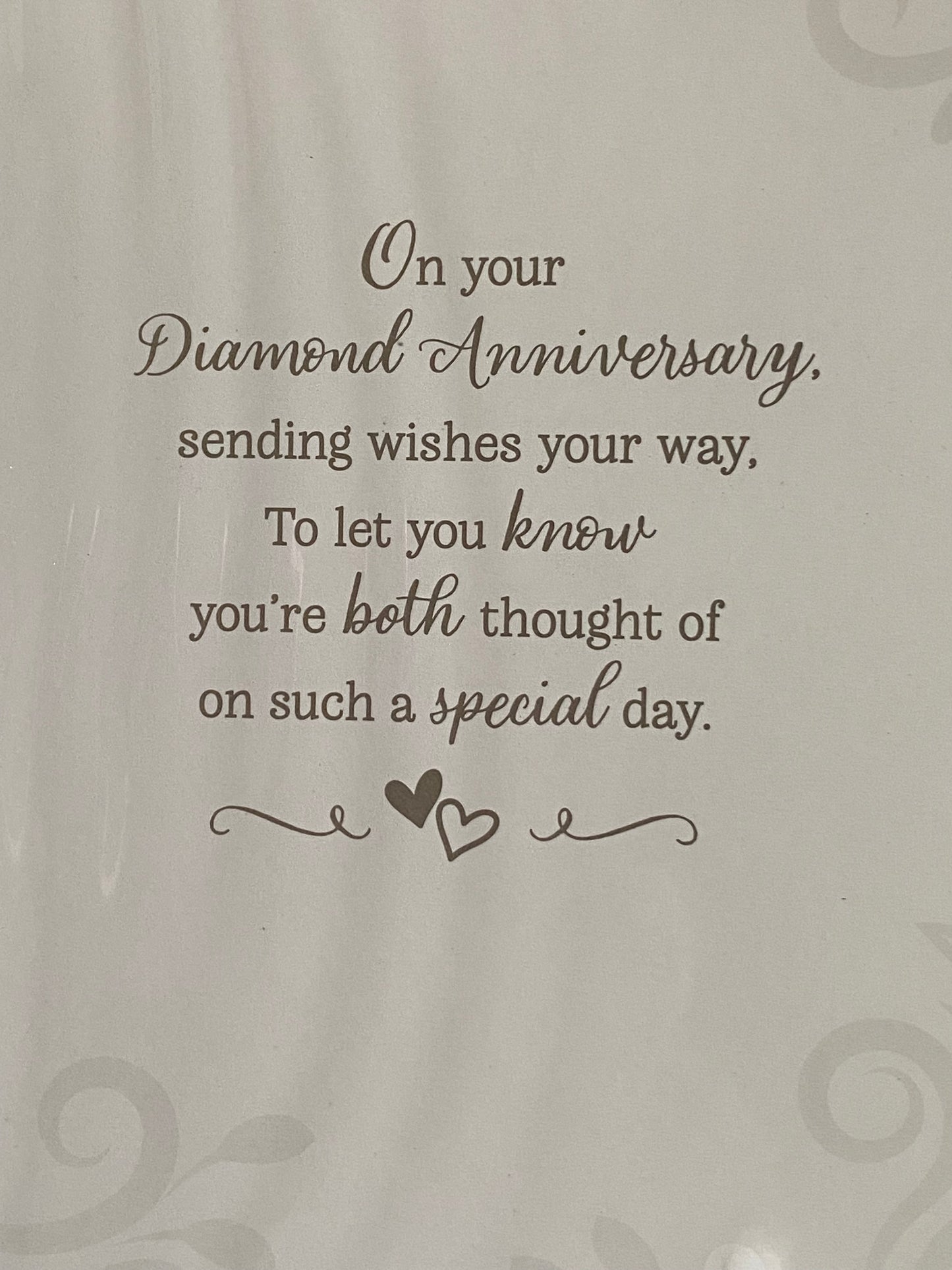 Congratulations On Your Diamond Anniversary 60th Wedding Anniversary Card White/Gold Hearts/Words Foil Detail(PH49495A)