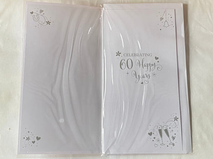 Congratulations On Your Diamond Anniversary On Your Special Day 60th Wedding Anniversary Card White/Silver Words Gems/Foil Detail(PRELUDE49775)