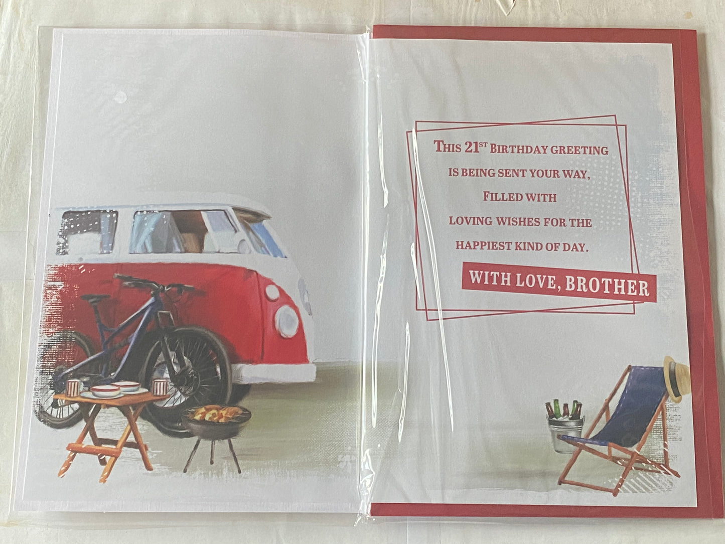 To A Special Brother 21st Birthday Wishes Birthday Card Age 21 Twenty-One Camper Van/Bike/Words 3D/Foil Detail(PRELUDE45515)