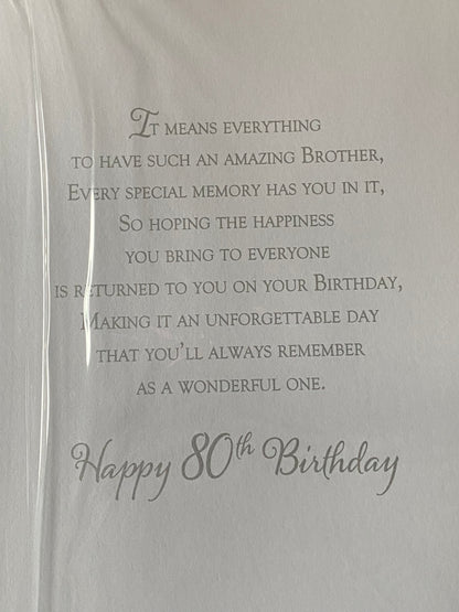 To A Very Special Brother On Your Birthday Age 80 Birthday Card Age 80 80th Eighty Red Chair/Words 3D/Foil Detail(PRELUDE45703)