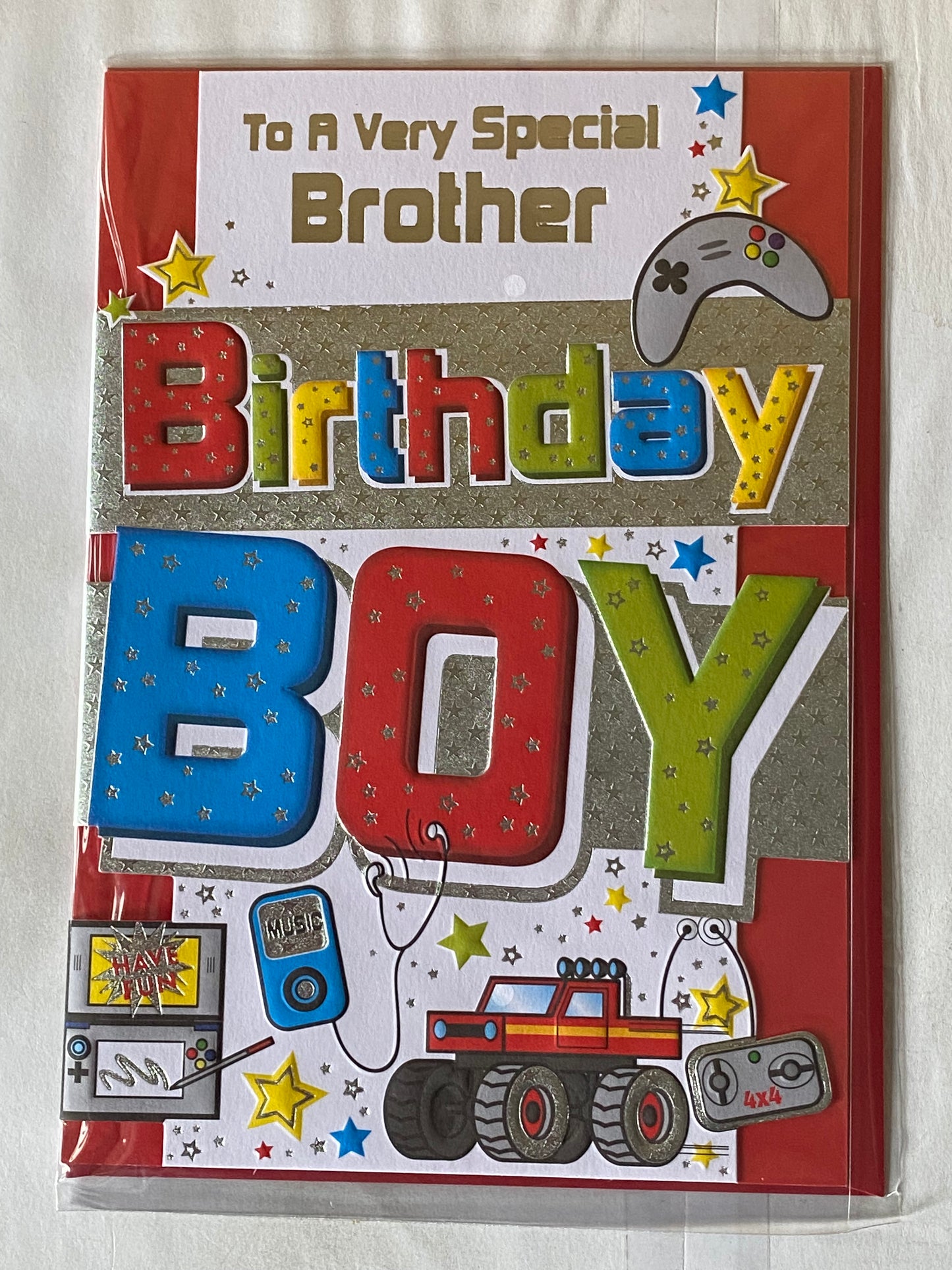 To A Very Special Brother Birthday Boy Birthday Card White/Silver/Multi Foil Detail(KI34492)