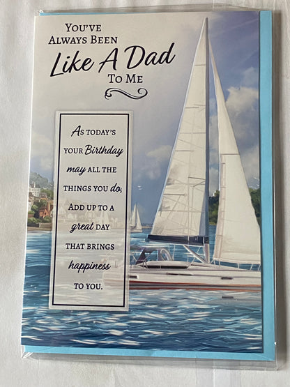 You've Always Been Like A Dad to Me Birthday Card White/Blue Yacht/Blue Words Foil Detail(PH48396E)