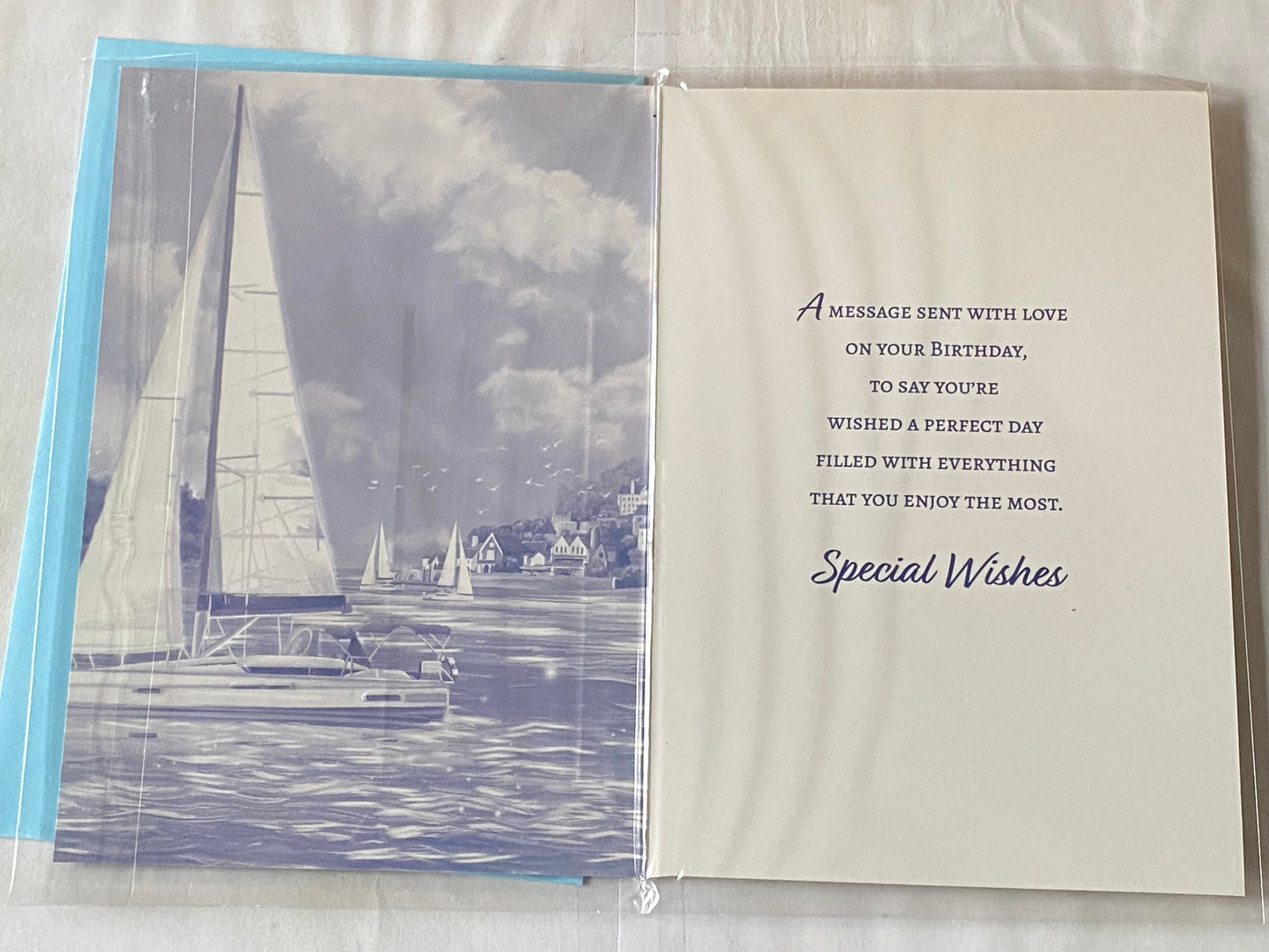 You've Always Been Like A Dad to Me Birthday Card White/Blue Yacht/Blue Words Foil Detail(PH48396E)