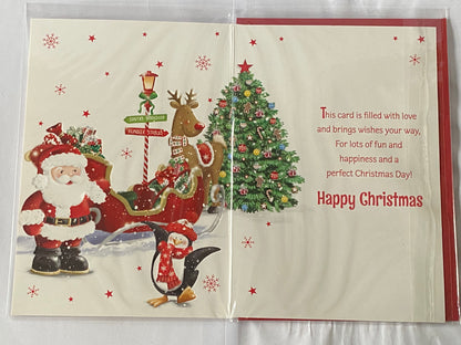 Christmas Wishes With Love Sister Christmas Card Cute Santa/Red Sleigh(PH46360A)