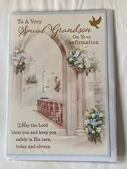 To A Very Special Grandson On Your Confirmation Card Confirmation Day Confirmed Church/Archway/Gold Words Foil Detail(PH47581E)