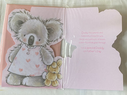 For A Special Daddy On Father's Day Fathers Day Card Pink-Koala Foil Detail(KI31158A)