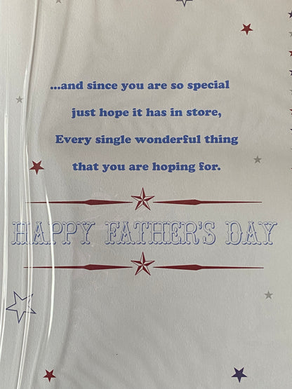 To A No.1 Dad On Father's Day Have A Day That's As Special As You Father's Day Fathers Day Card Red/Blue/Silver Words 3D/Foil Detail-Larger Size Card(PRELUDE40158)