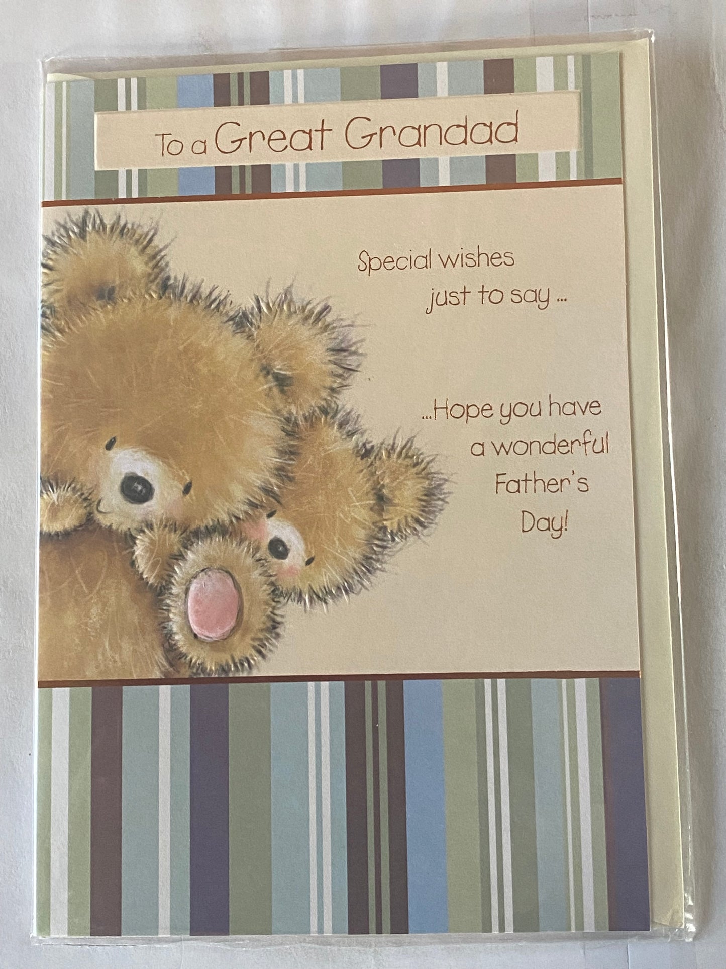 To A Great Grandad Father's Day Fathers Day Card Great-Grandad Cream-Teddies/Stripes/Gold Words Foil Detail(SS31112E)