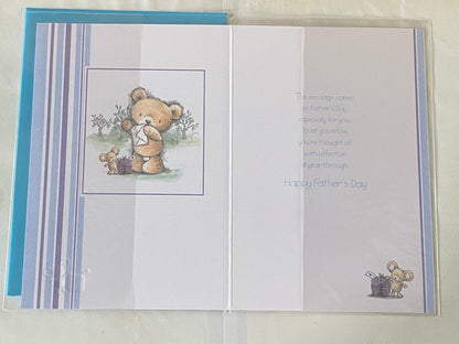 For You Great Grandad With Lots Of Love On Father's Day Great-Grandad Fathers Day Card White/Blue-Teddy/White Envelope/Mouse Foil Detail(SS31114E)