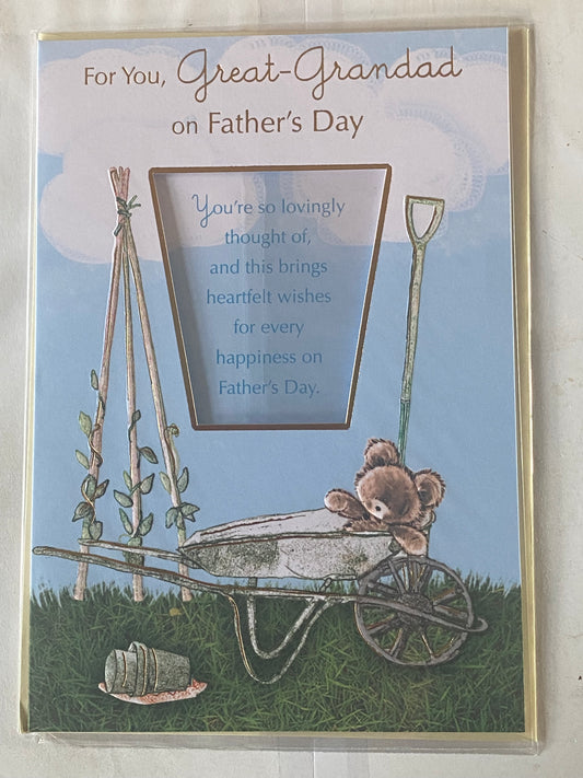 For You Great-Grandad On Father's Day Fathers Day Card Teddy/Wheelbarrow/Words Foil Detail(SS31783E)