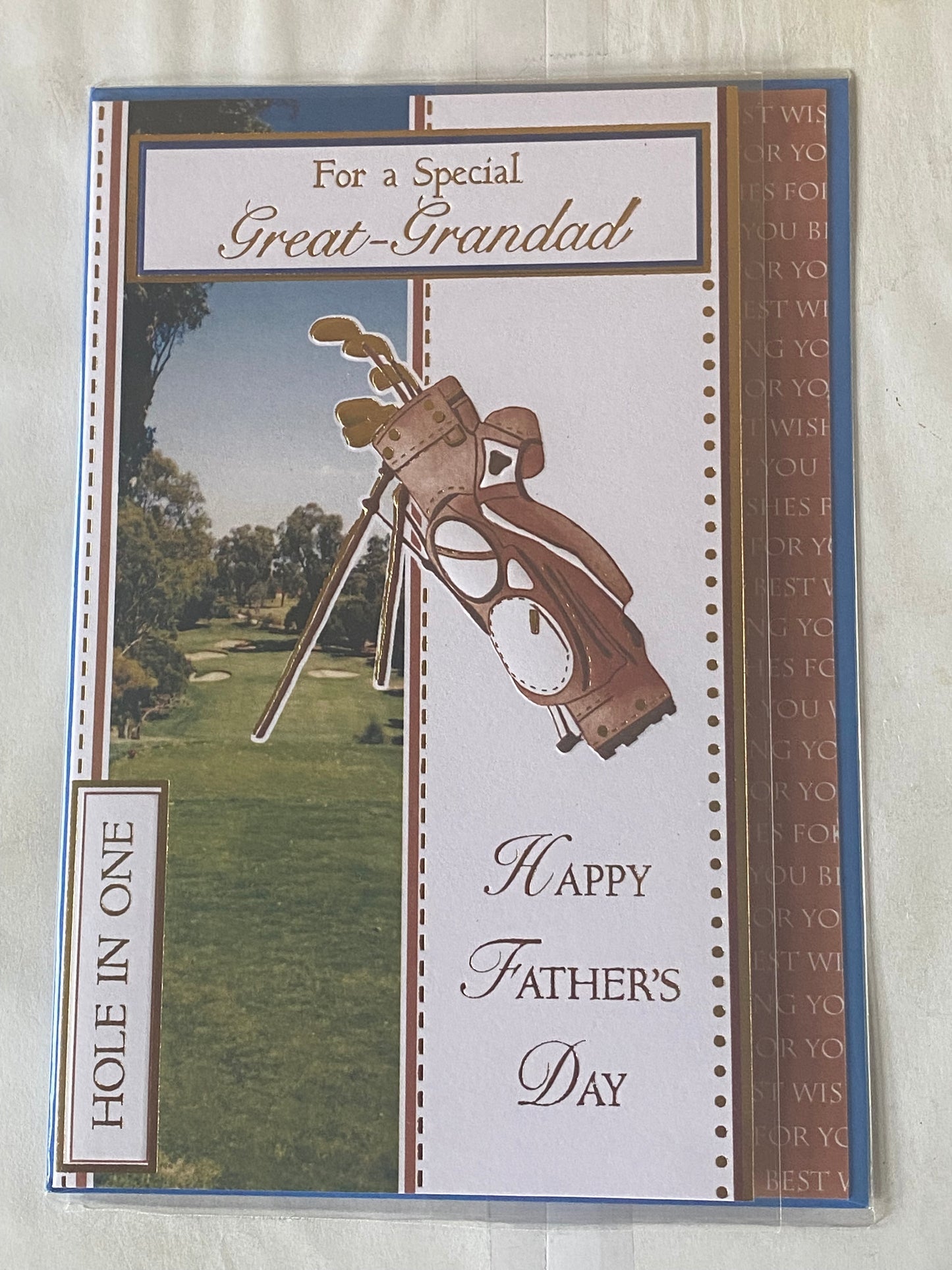 For A Special Great-Grandad Happy Father's Day Great Grandad Fathers Day Card Golf/Brown Golf Bag Foil Detail(SS31789E)