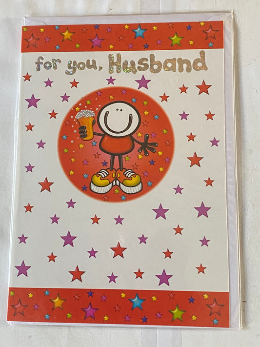 For You Husband Happy Father's Day Fathers Day Card Cute Man/Beer Foil Detail(FSE5670E)