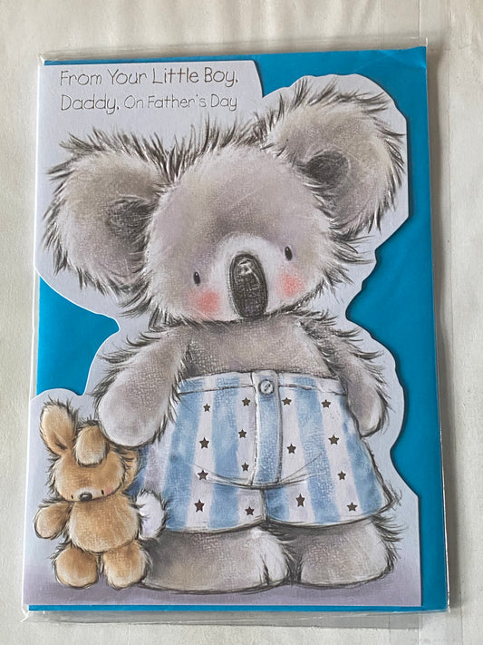 From Your Little Boy Daddy On Father's Day Fathers Day Card Blue-Koala Foil Detail(KI31113A)