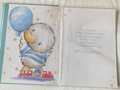 Happy Father's Day Dad From Your Little Boy Fathers Day Card Cute Duck/Blue Balloon Foil Detail(32992)