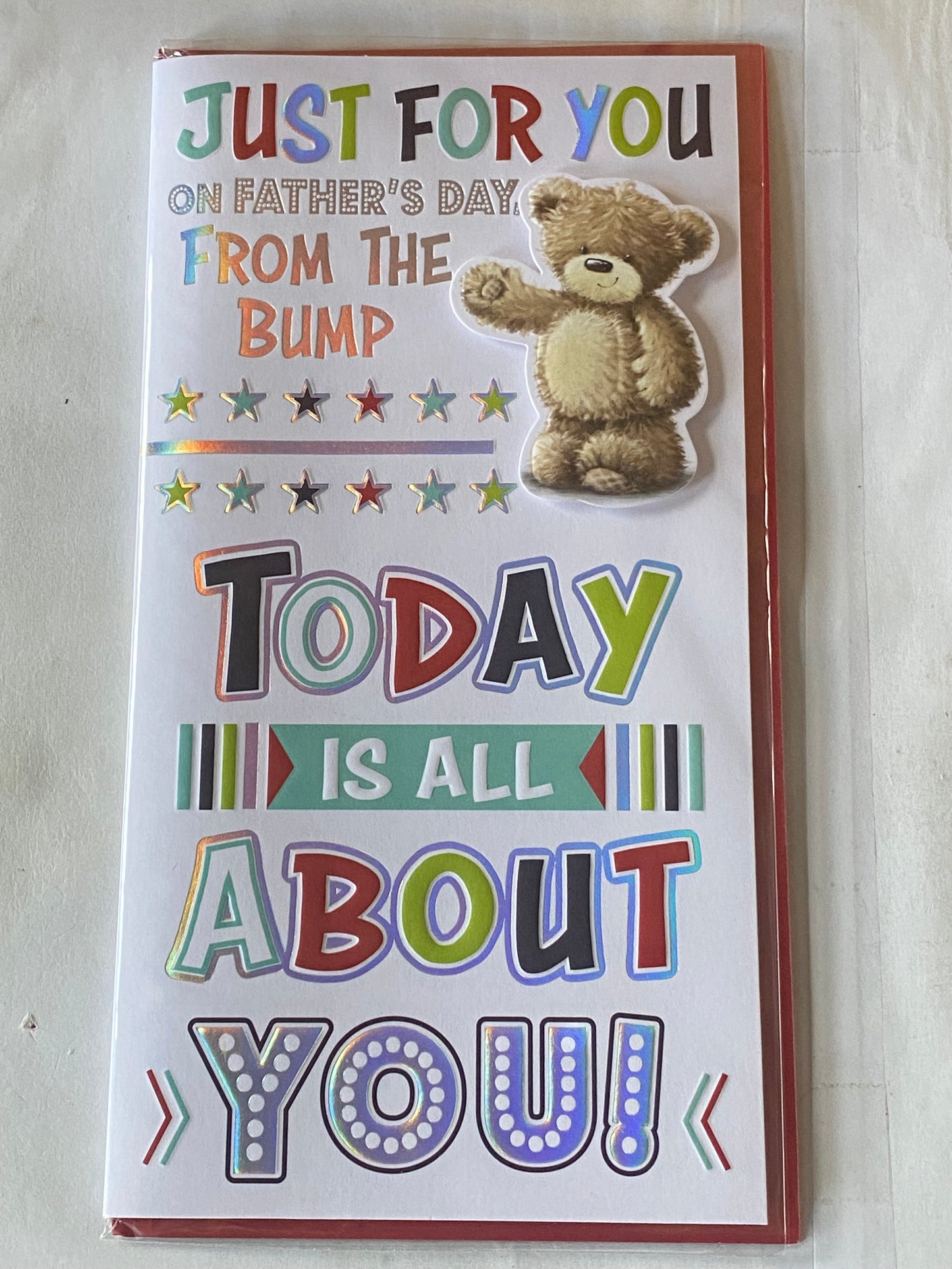 Just For You On Father's Day From The Bump Fathers Day Card Teddy/Multi Words 3D/Foil Detail(PRELUDE44489)