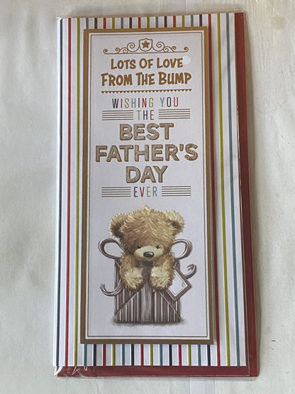 Lots Of Love From The Bump Wishing You The Best Father's Day Ever Fathers Day Card Teddy/Present/Stripes 3D/Foil Detail(PRELUDE45774)