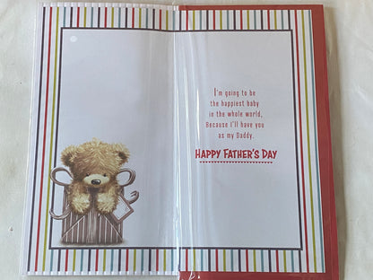 Lots Of Love From The Bump Wishing You The Best Father's Day Ever Fathers Day Card Teddy/Present/Stripes 3D/Foil Detail(PRELUDE45774)