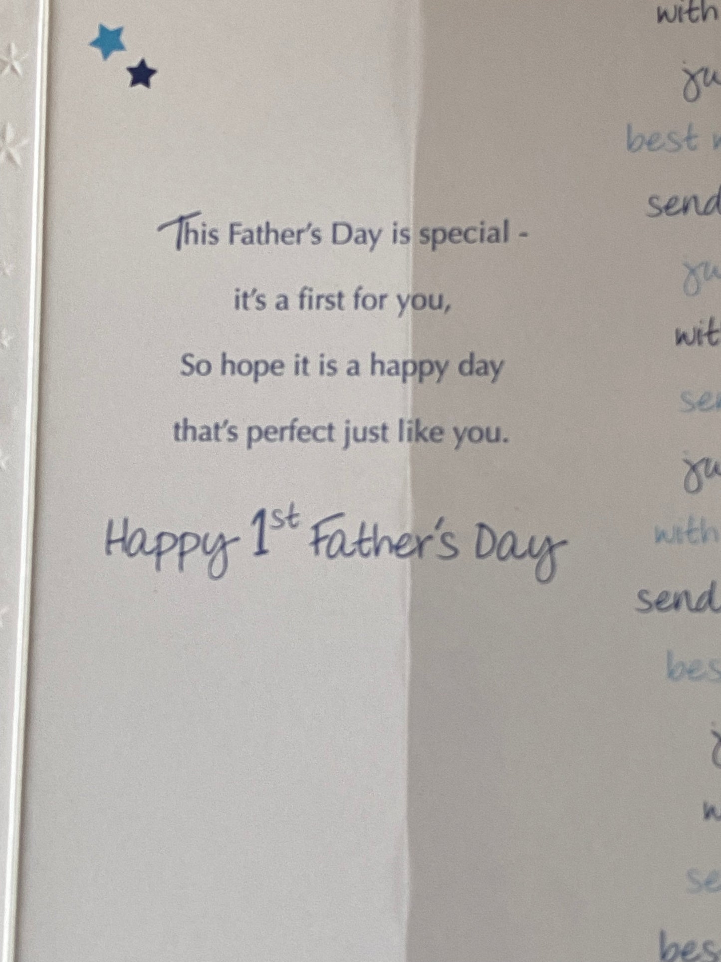 Especially For You On Your 1st Father's Day With Best Wishes First Fathers Day Card Blue-Teddy/Blue Star Foil Detail(SS31782B)