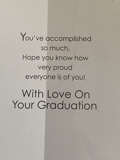 Congratulations On Your Graduation Grandson Card Graduated Well Done Silver/Red/Black-Hats/Scrolls Foil Detail(PH37151E)