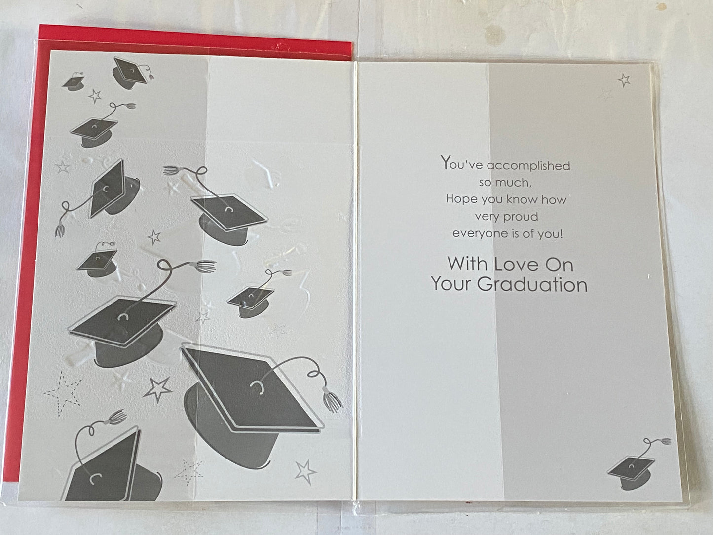 Congratulations On Your Graduation Nephew Graduation Card Graduated Well Done Silver/Red/Black-Hats/Scrolls Foil Detail(PH37151E)